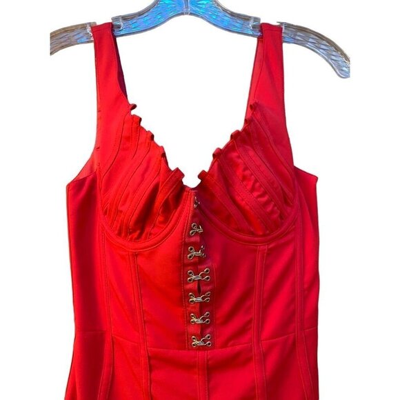 House of CB London XS Red Corset Mini Dress Boned Bodycon Celebrity Fashion - Picture 4 of 10